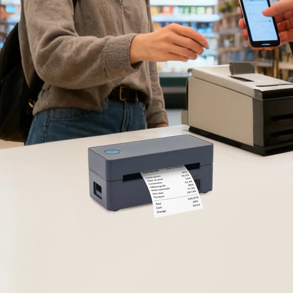 Etiketprinter - Termisk Printer - Bluetooth & USB - 101,6×152,4 mm - 10 sider/min - Bordmodel - EU-stik - Sort