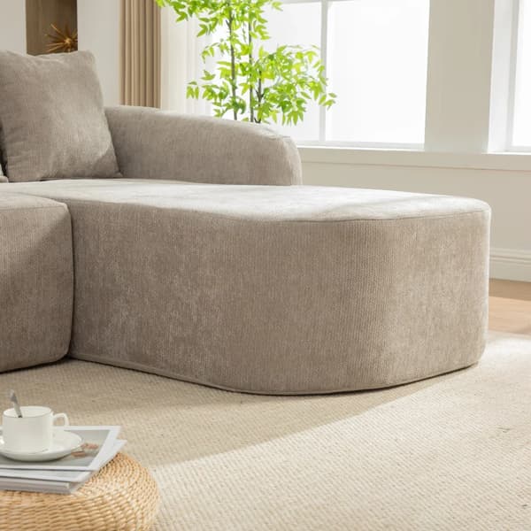 Modulsofa - Moderne Sofa - Chenille - 30D Elastisk Skum - Skridsikker - Højrevendt - Grå