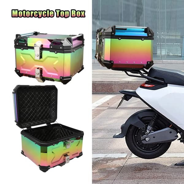 MC Topbox - 65 l Topcase - Vattentät, Hjälmlåda, Bagagebox, PU-läderfoder, Universell passform
