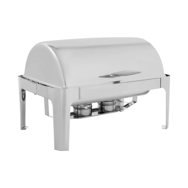 Matvärmare - Chafing dish-set - 201 rostfritt stål - 9 l - Fällbart lock - Alkoholbrännare - Rektangulär - Silver