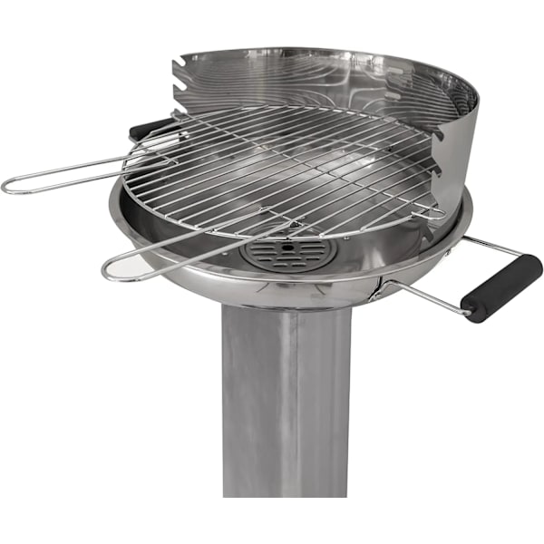 Rostfri kolgrill - Pelargrill - Väderbeständig - Höjbart kromgaller - Askbricka - Ventilationsspjäll - Piezo-tändning - Blå