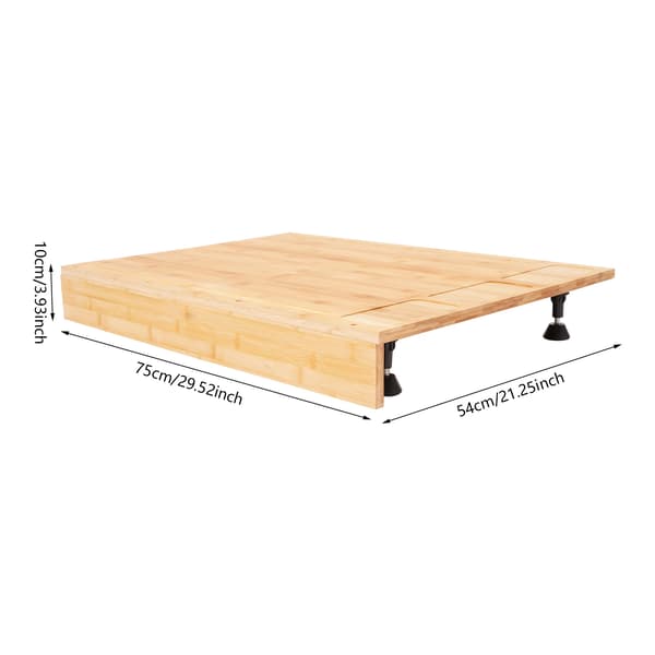 Bambu bricka spishällsskydd - Rektangulär serveringsbricka - 75x54 cm - Avtagbara fötter - Saftspår - Träfärg