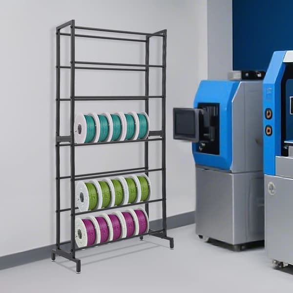 Opbevaringsstativ Til 3D‑printerfilament - Materialestativ - 7 Niveauer - Stål - 84×33×165 cm - Spoleholder - Sort