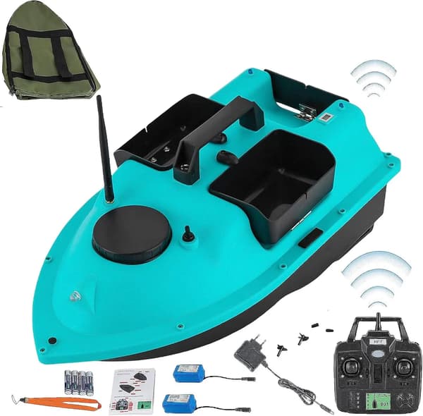 RC agnbåt - Foderbåt - 600 m räckvidd - GPS - 2 kg last - 2×5200 mAh batterier - ABS - Blå