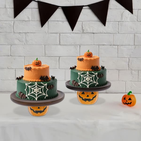 Græskar Bageformsæt - Kageforme - 2-Pak - Græskar & Rundt Græskar-Motiv - Til Halloween - Sort