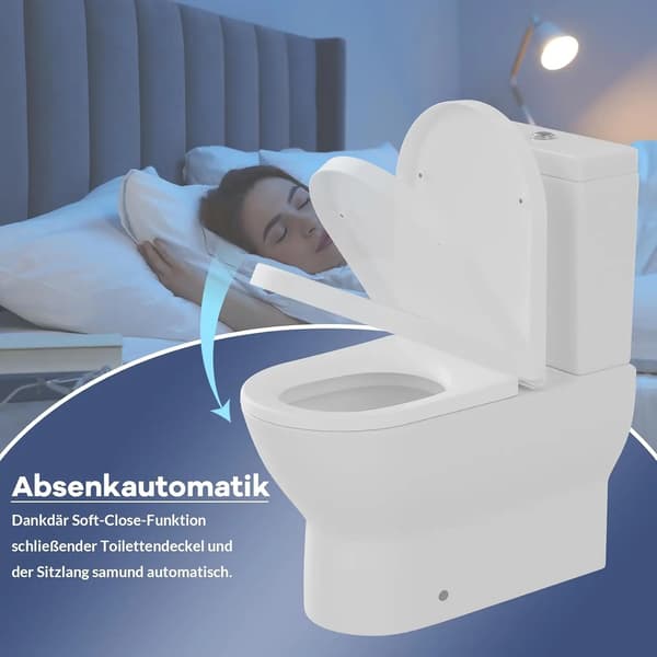 Toiletsæde - D-formet model - Stor D - Ultratynd - Soft close - Hurtig afmontering - Nem montering - Hvid
