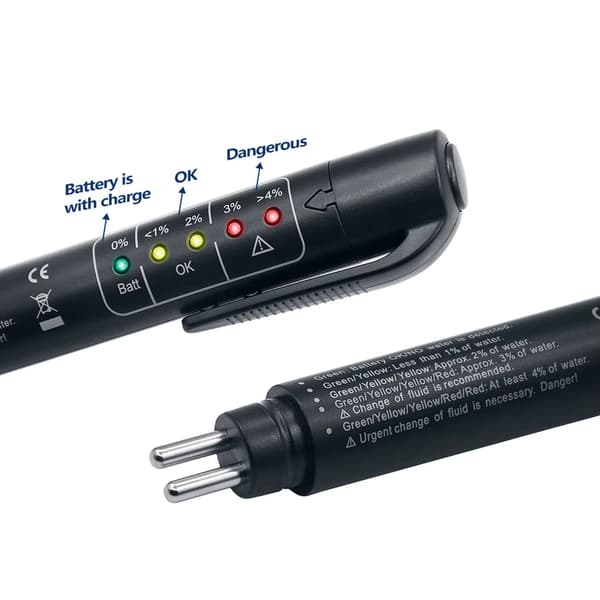 Bremsevæsketester - LED-tester - 5 LED-lamper - Til DOT3, DOT4 og DOT5
