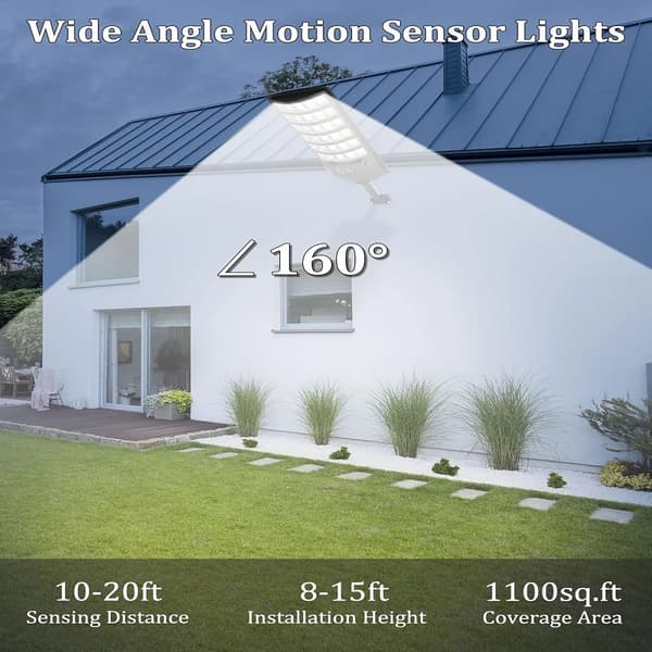 Solcellslampa för utomhusbruk - Solcellsdriven gatubelysning - LED - Rörelsesensor - Skymningssensor - IP65 - 1-pack