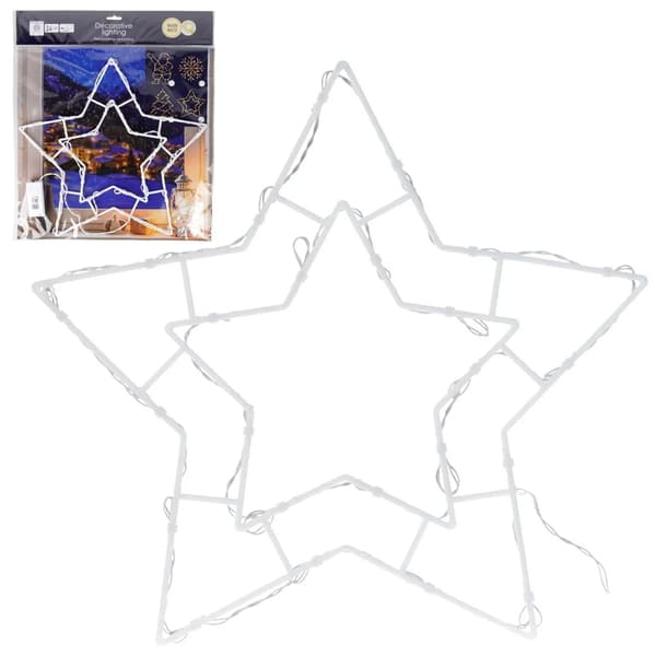 Lysende vinduesdekoration, stjerne - 24 LED-lys - 41 x 39 cm