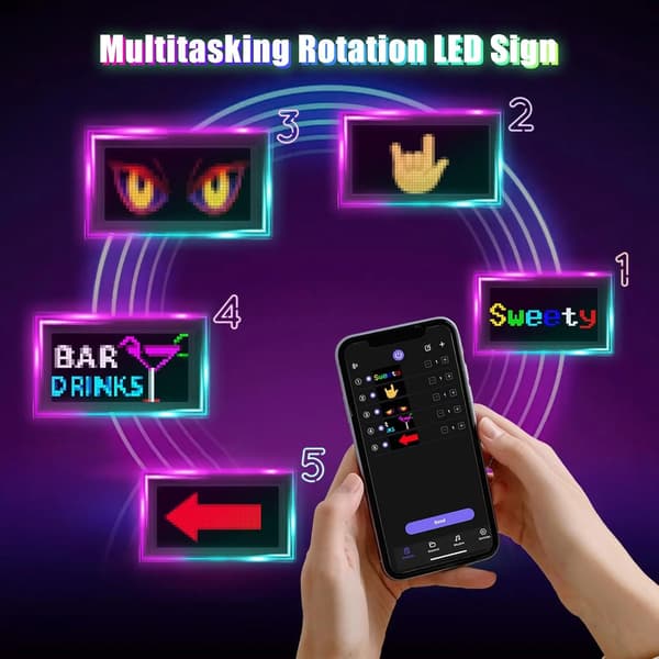 RGB LED-scrollskylt - Programmerbar flexibel LED-matris - USB - Bluetooth - Appstyrd - Dimbar - 9 x 37 cm