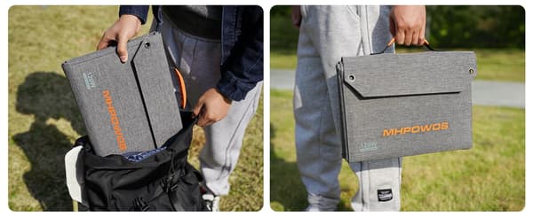 Bærbart solpanel - Foldbart 120W solcellepanel - Monokrystallinsk ETFE - 24% effektivitet - USB-C/USB-A/DC-udgange - Til camping autocamper nødstrøm