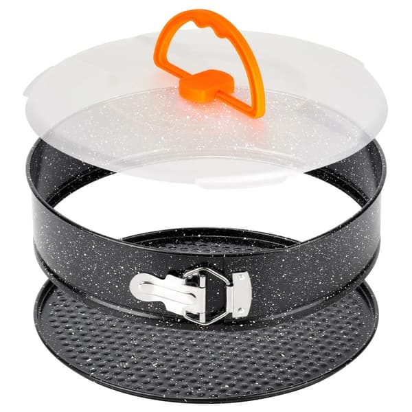 Metalplade med låg - 28 cm - Sort