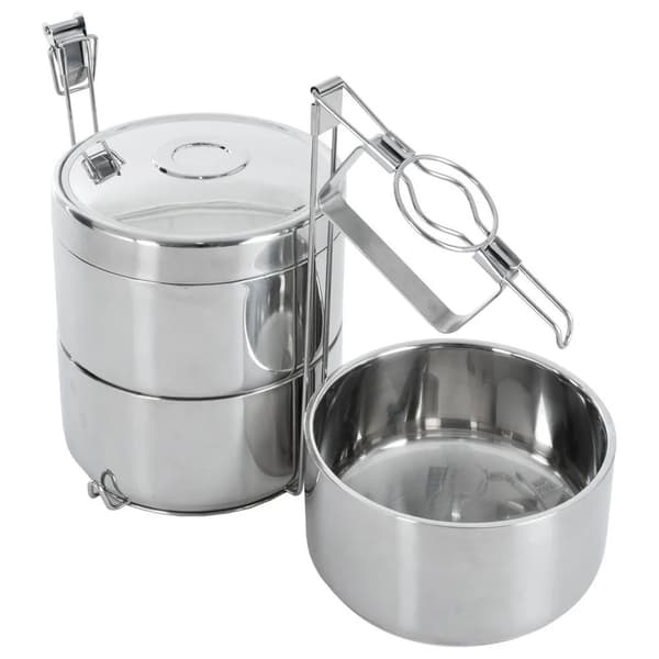 Termisk madkasse i rustfrit stål - 3 Lag - 3 x 900 ml - Sølv