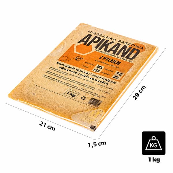Foderkage til bier - Komplet foderblanding - 8 % pollen - Bifoder til stade og familier - 1 kg - Beige