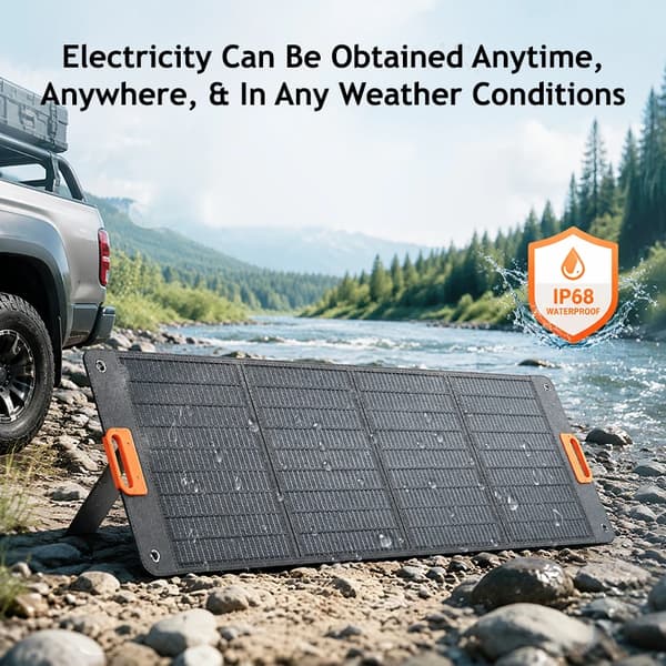 Bærbart solcellepanel - 200 W Foldbart solpanel - 17,6 V - 7,2 kg - 62,9 × 54 × 5 cm - Til camping og autocamper