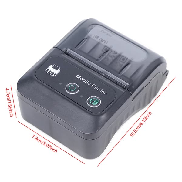 Mobil 58 mm termokvitteringsprinter - PT-280 POS-printer - Bluetooth og USB - Til Android iOS Windows - 1500 mAh batteri - EU-stik - Sort