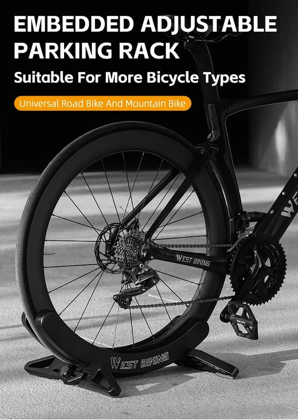 Cykelstativ - Gulvstativ til MTB - Justerbart - Til 66–74 cm hjul - Til skivebremser - Indendørs - Sort