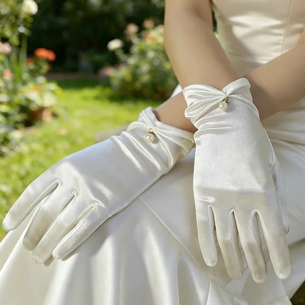 Bryllupshandsker - Korte Handsker - Polyester - Håndledslange - One Size - Ensfarvede - Hvide