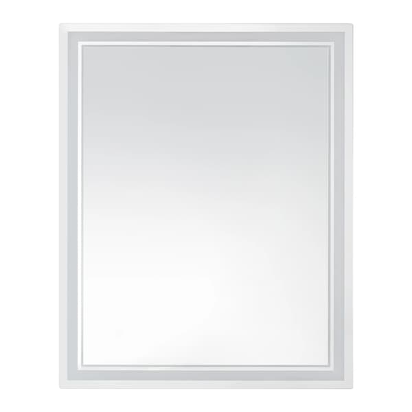 Badrumsspegel - LED väggspegel - Rektangulär 90×70×2,5 cm - Touchströmbrytare - Med ram - Krom