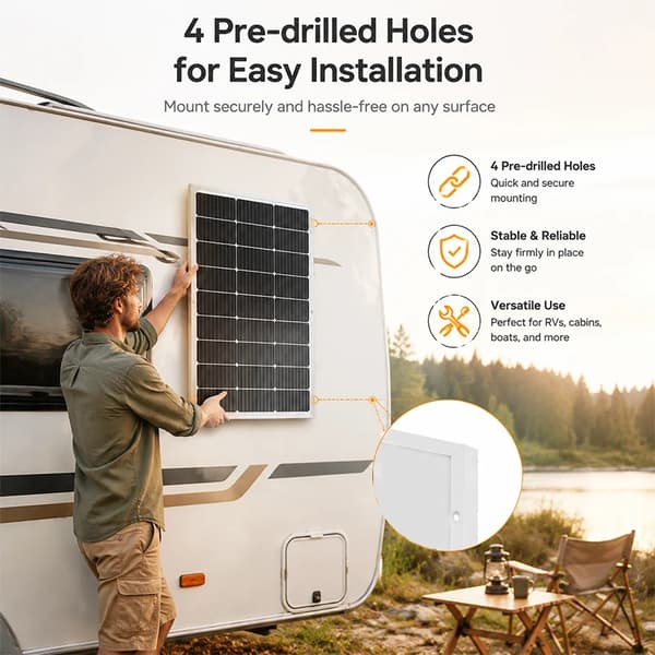 Solpanel 80W - Rigid glas solcellepanel - 5 m DC-kabel - 5-i-1 DC multistik - Sæt til have, altan, camping