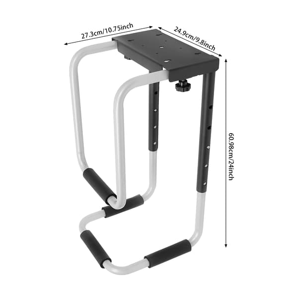 Justerbart PC-stativ under bord - Computerkasseholder - 30–60 cm bredde - 27 kg bæreevne - skrueløs montering - hvid
