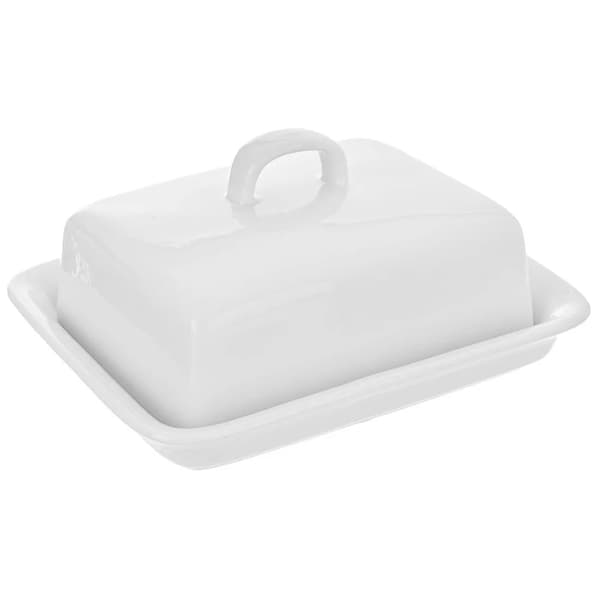 Smørskål - Keramik - Rektangulær - Hvid