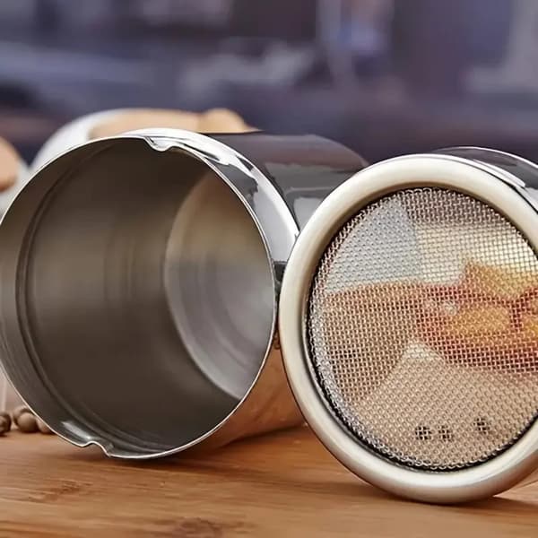 Pulversigte til kaffe og bagning - Rustfrit stål - Med låg - 2 dele