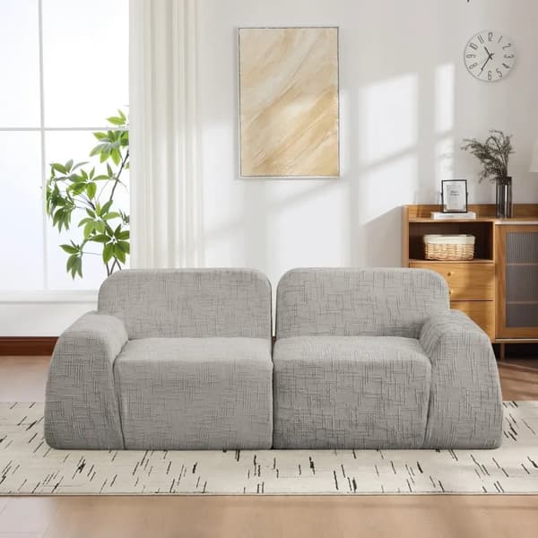 Modulsoffa - L-formad soffa - 2-sits - Chenilleklädsel - 30D-elastiskt skum - Flyttbar - Grå