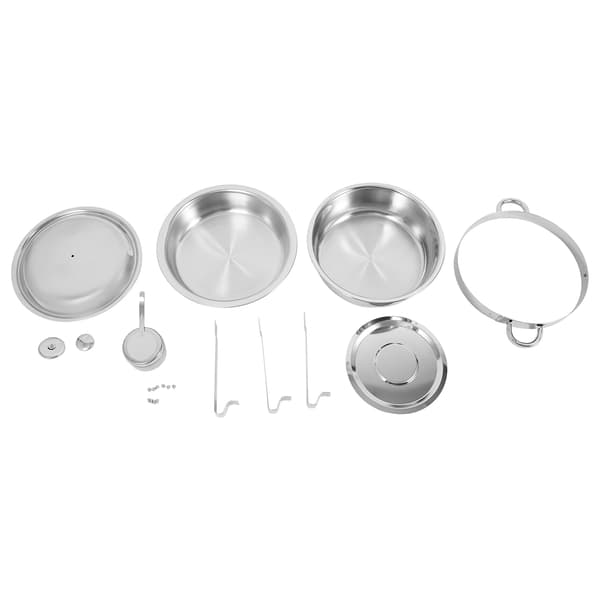 Chafing dish-sæt - Rund buffetvarmer - 4 dele - 4,5 l - Rustfrit stål - Catering - Sølv