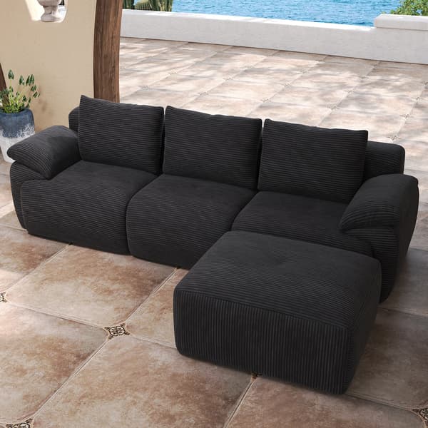 Modulär hörnsoffa - L-formad 2-sits soffa - Sammet - För vardagsrum - Kompakt bredd under 200 cm - Enkel montering - Grå