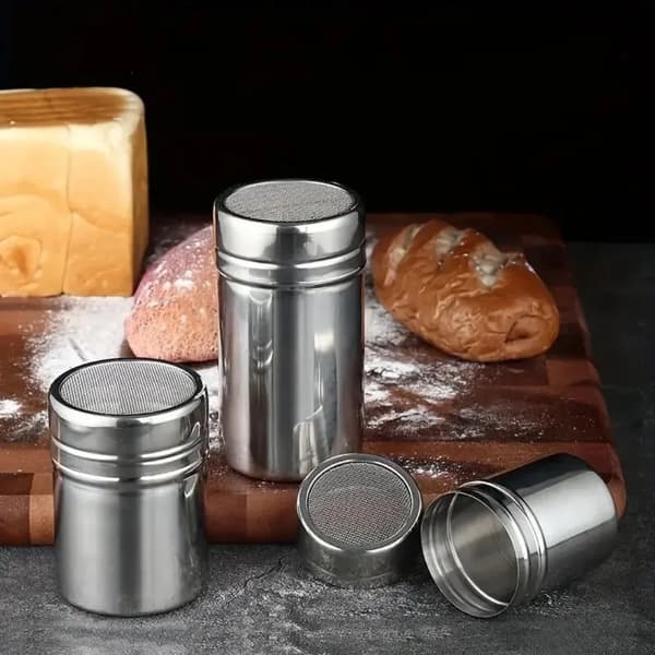 Pulversigte til kaffe og bagning - Rustfrit stål - Med låg - 2 dele