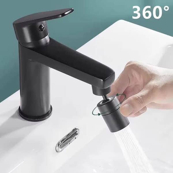 Perlator til vandhane - FM22 Gevind - 360° Drejelig - Vanddiffusor - Messing - Sort Lang