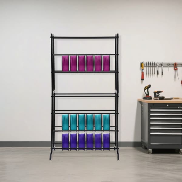 Opbevaringsstativ Til 3D‑printerfilament - Materialestativ - 7 Niveauer - Stål - 84×33×165 cm - Spoleholder - Sort