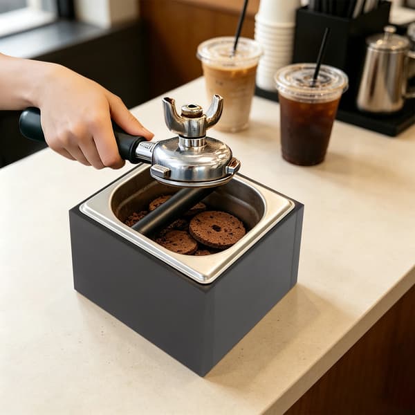 Espresso-knockbox - Beholder til kaffepucke - Rustfrit stål - 1500 ml - Sort