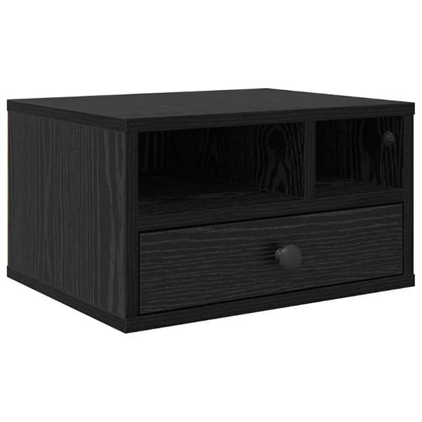 Printerstativ med skuffe - Hylde til printer - 40x32x24 cm - Sort eg