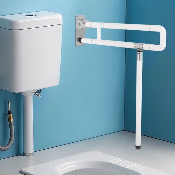 WC-støttegreb - Klapbart 180° - Vægmontering - Rustfrit stål - Bæreevne 100 kg - Hvid
