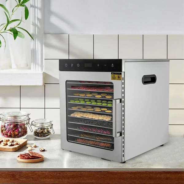 Fødevaretørrer - Maddehydrator - Rustfrit Stål - 30–90 °C - 80 W - 220 V - 10 Hylder - Rektangulær - Orange