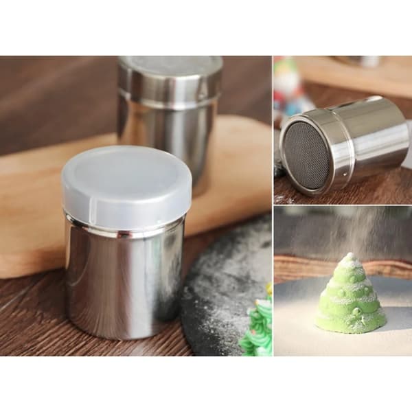 Pulversigte til kaffe og bagning - Rustfrit stål - Med låg - 2 dele