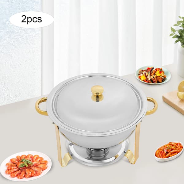 Chafing Dish Buffetvarmer - Sæt - 2 stk - 4,5 l pr. beholder - Rustfrit stål - Grå