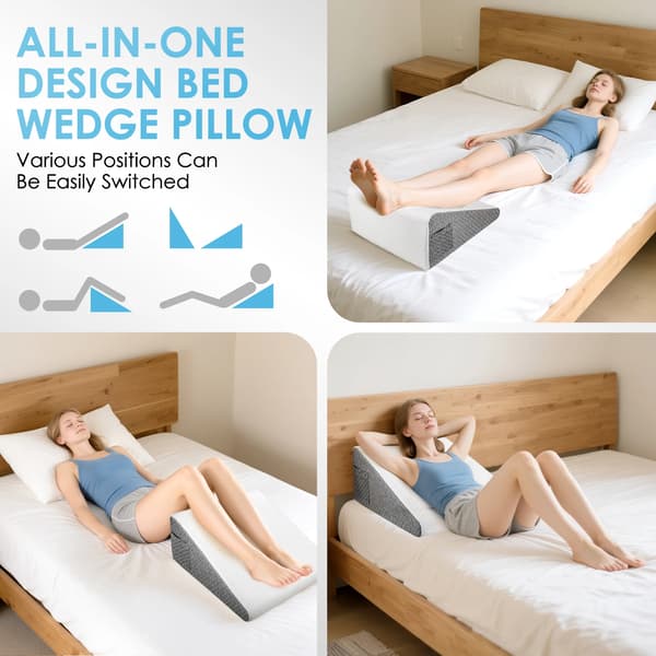 Kileformet sengepude - Memory foam - 30,5 cm elevation - Rygstøtte - Til søvn, læsning og siddestilling - Lilla