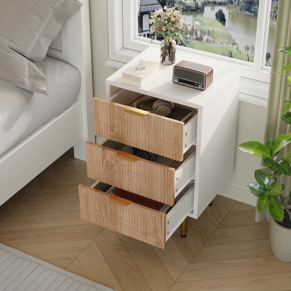 Byrå - 3 lådor (2-pack) - Modern design - Trä - Montering krävs - För sovrum, som sängbord