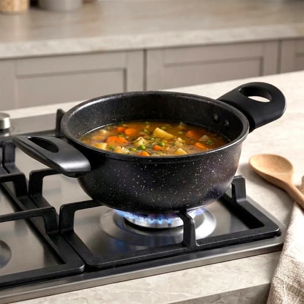 Granitgryde BASIC LINE - Kasserolle - 16 cm - 1,2 l - Kulstofstål - Sort