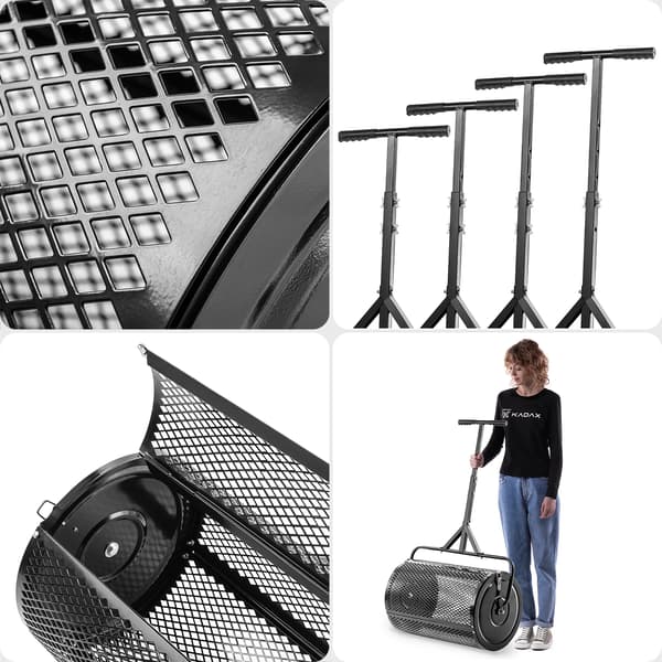 Plænetromle, plænerulle - Ståltromle - 60 cm bredde - 75 l volumen - Sort