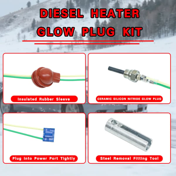 Glødestift - Til dieselvarmer - 12V/24V - Keramisk element - Til luft-/bilvarmer - Sort