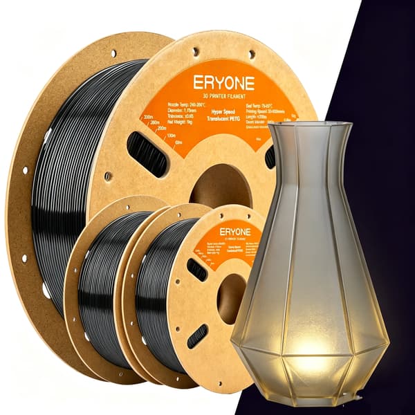 PETG-filament til 3D-printere - Hyper Speed Translucent - 3 kg - Grå - Solid - Kompatibelt med FDM-printere