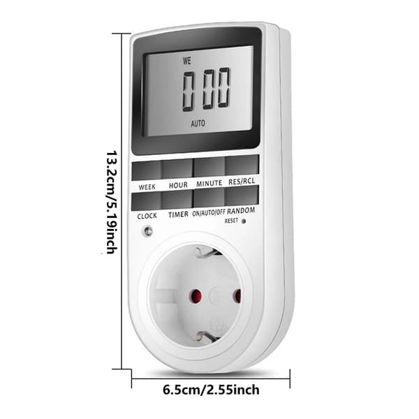 Digitalt timerstik - EU-stik timer - 12/24 t - Programmerbar - LCD-display - 2-pak