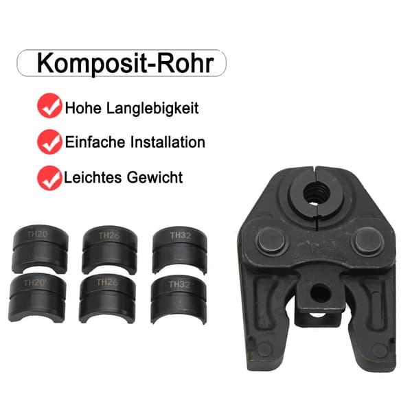 Rörpressbackar - TH-profil 16/20/26/32 mm - För kompositrör & PEX - För hydraulisk press - Koppar- och multilagerkopplingar