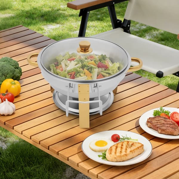 Chafing dish buffet-sæt - Rund buffetvarmer - Rustfrit stål - 4,7 l - Til buffetservering