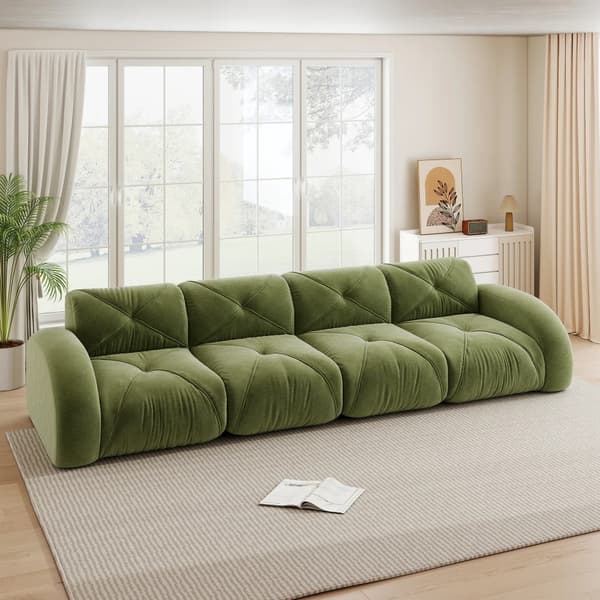 Modulsoffa - U-formad 4-sitssoffa - Chenilletyg - Modern Stil - För Vardagsrum - Montering Krävs - Grön