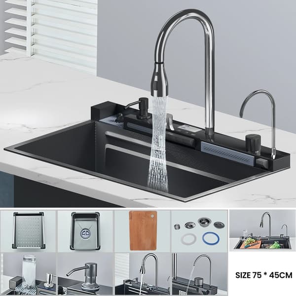 Diskho - Enkelho - Storlek 75x45 cm - Rektangulär - Koppar - Med kran - Tre hål - Silver